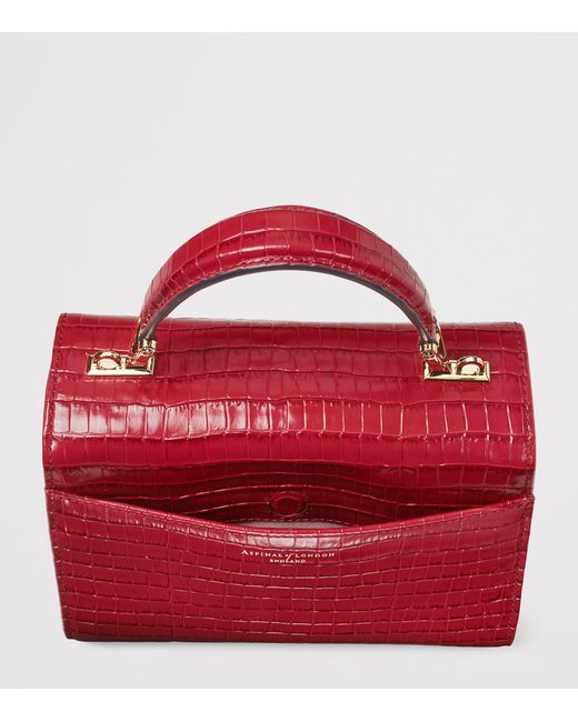 Aspinal Red Midi Leather Mayfair Top-Handle Bag