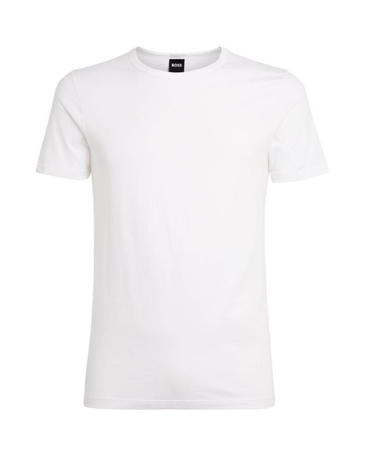 Boss White Cotton-Blend T-Shirt for men