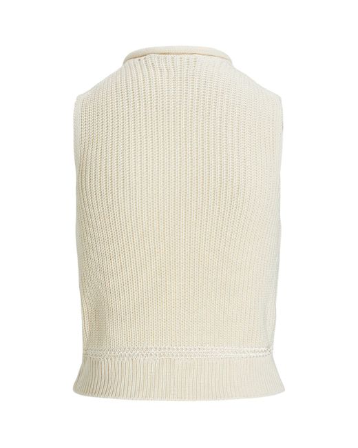 Ralph Lauren White Silk-Blend Sleeveless Sweater