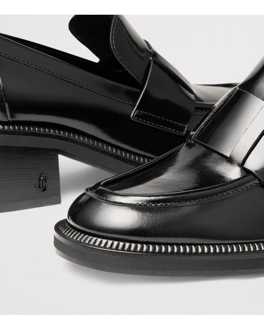 Jimmy Choo Black Tylor 60 Leather Heeled Loafers
