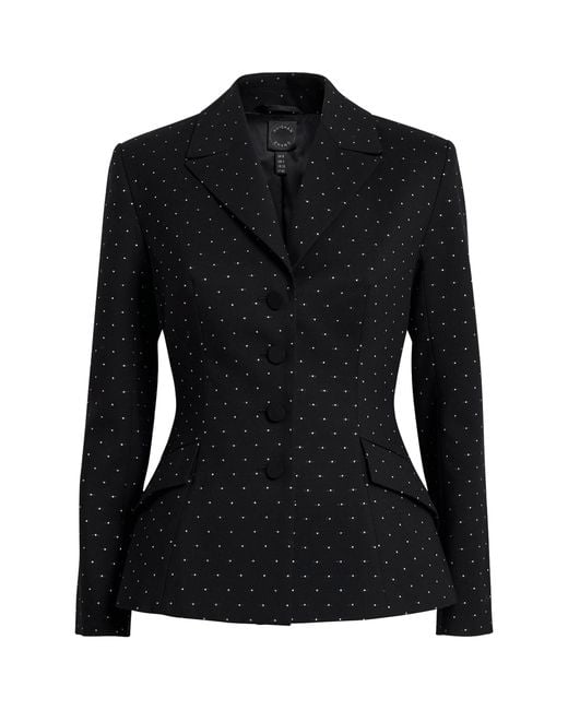 Huishan Zhang Black Wool-Blend Polka Dot Gill Jacket