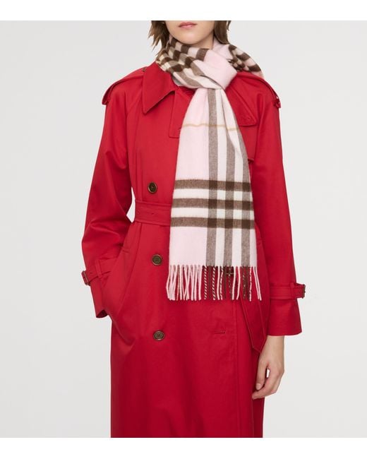 Burberry Pink Cashmere Check Scarf