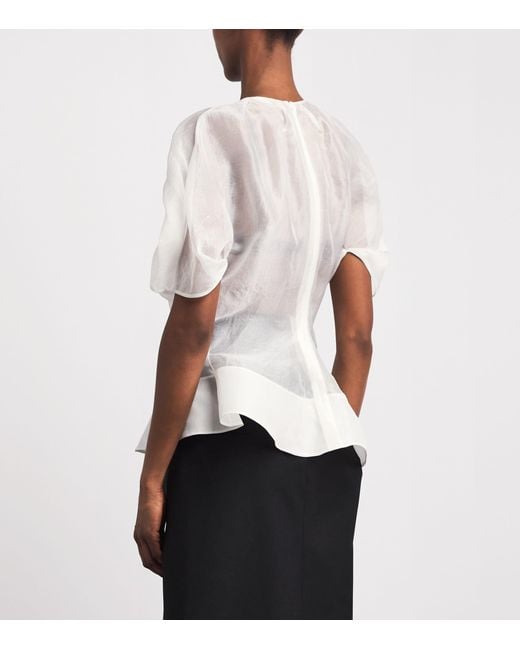 Khaite White Silk Asymmetric Rumi Blouse