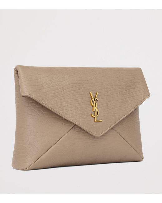 Saint Laurent Natural Large Leather Cassandre Envelope Pouch