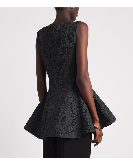 Roksanda Black Cloqué Peplum Axo Top