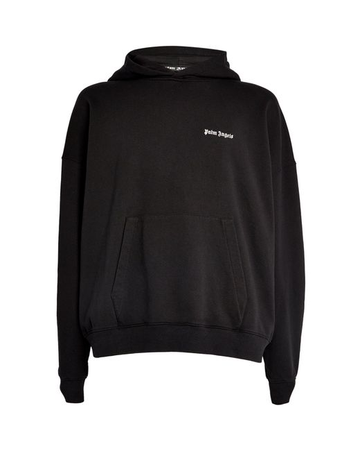 Palm Angels Black Embroidered Logo Hoodie for men