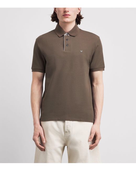 Emporio Armani Brown Cotton Logo Polo Shirt for men