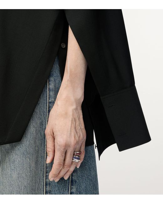 Loewe Black Wool Button-Sleeve Shirt