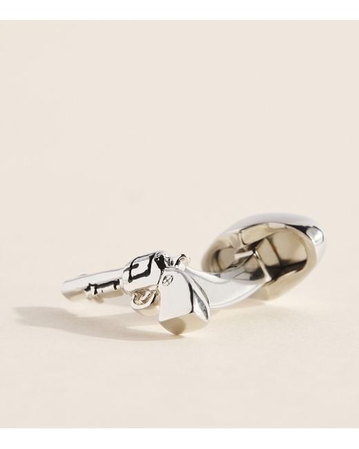 Babette Wasserman Natural Rhodium-Plated Pistol Cufflinks for men