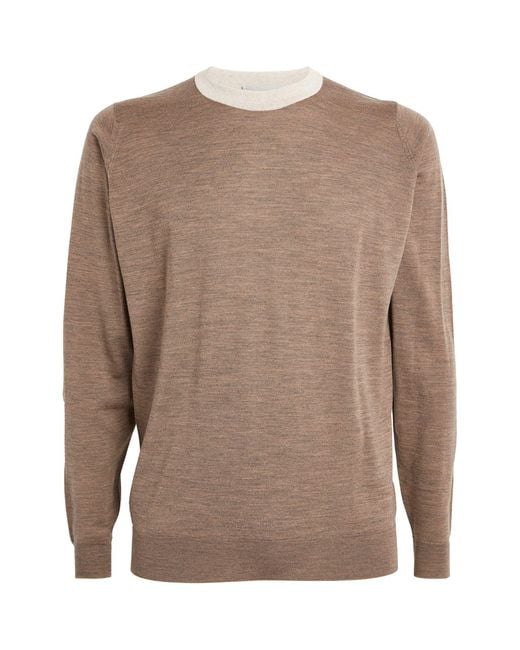 John Smedley Brown Merino Colour-blocked Sweater for men