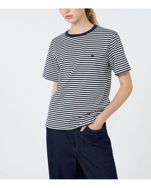 Weekend by Maxmara Blue Cotton Stripe T-Shirt