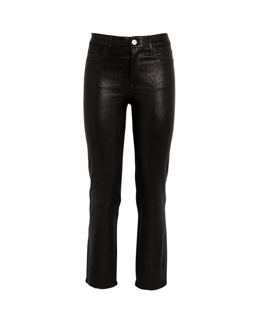 FRAME Leather Le High Straight Jeans in Black | Lyst Canada
