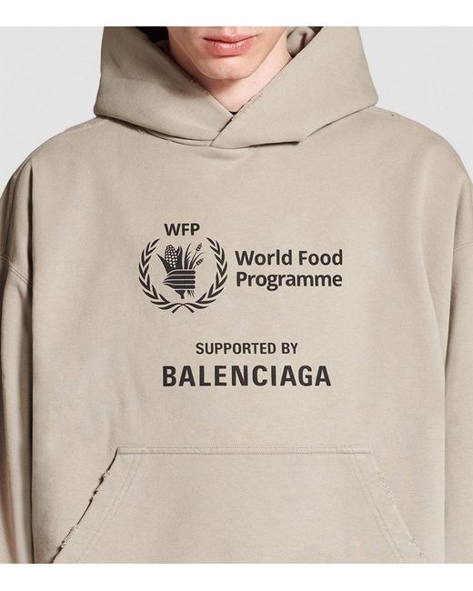Balenciaga Gray X World Food Programme Oversized Hoodie for men
