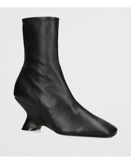 Dries Van Noten Black Leather Ankle Boots 60