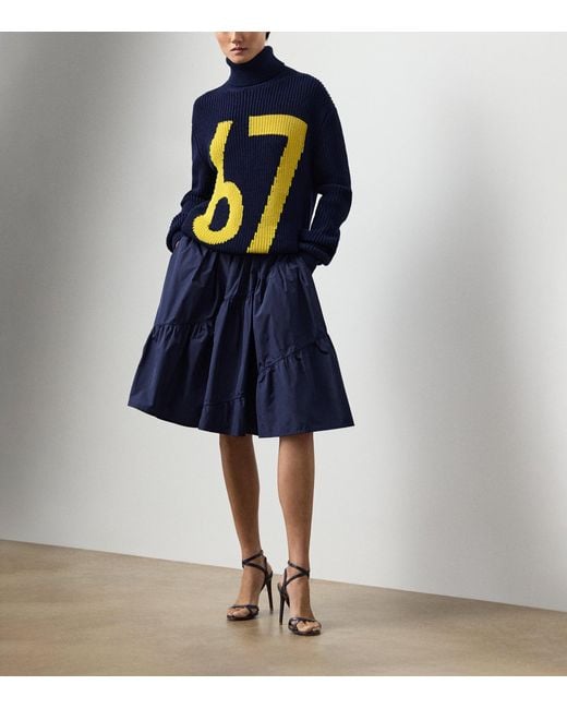 Ralph Lauren Blue Kyle Featherweight Taffeta Skirt