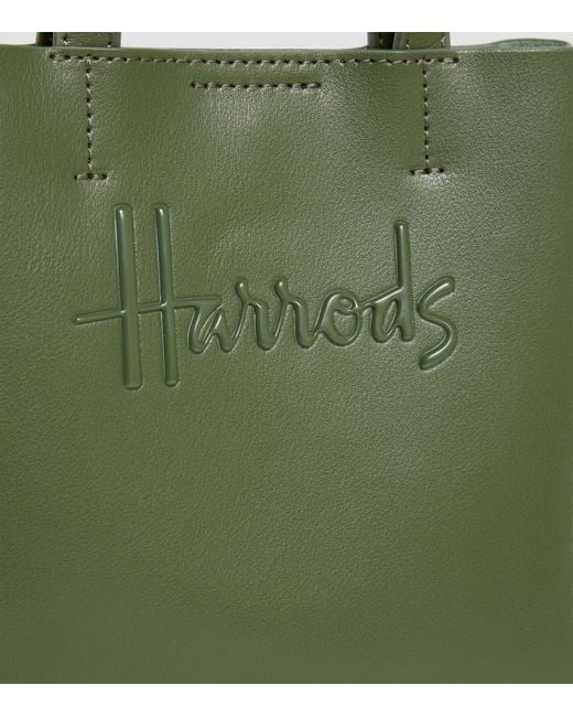 Harrods Green Mini Leather Kensington Tote Bag