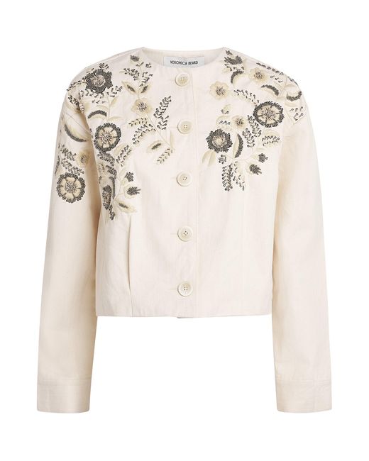 Veronica Beard White Embroidered Emeren Jacket