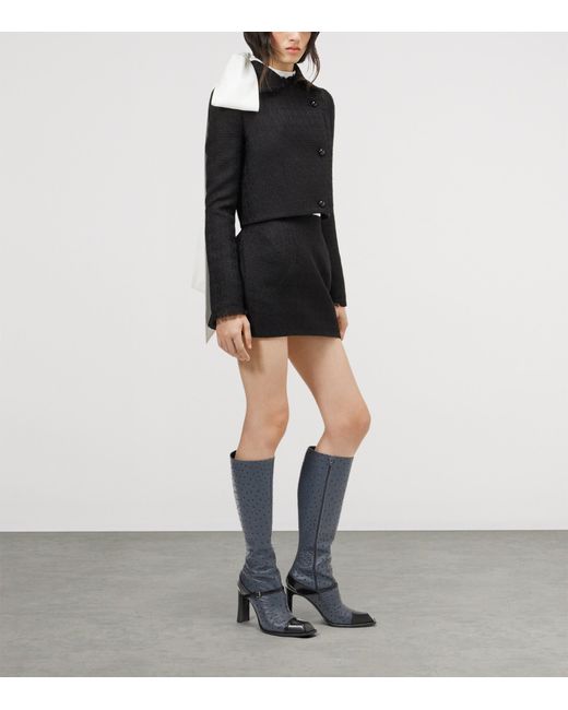 McQueen Black Wool-Blend Tweed Mini Skirt