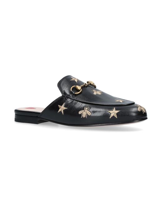 Gucci Black Princetown Embroidered Leather Slipper