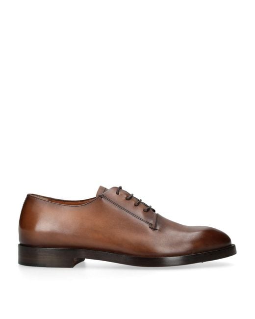 Zegna Brown Leather Torino Derby Shoes for men