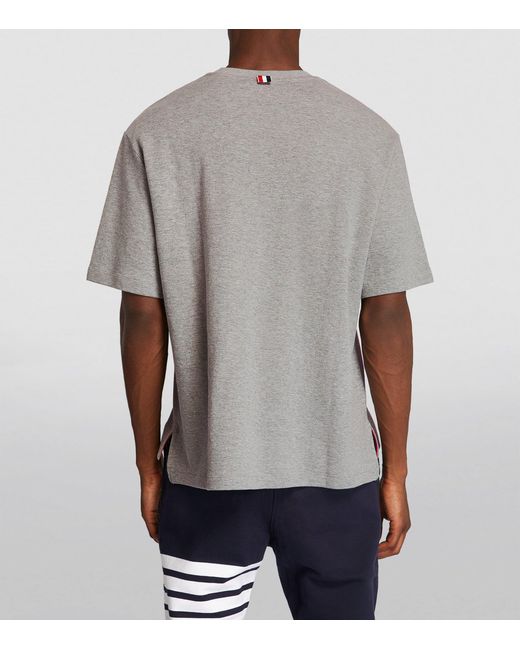 Thom Browne Gray Oversized Tricolour Pocket T-Shirt for men