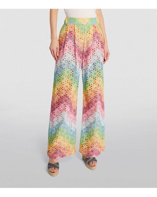 Mary Katrantzou Multicolor Broderie Anglaise Wide-leg Trousers