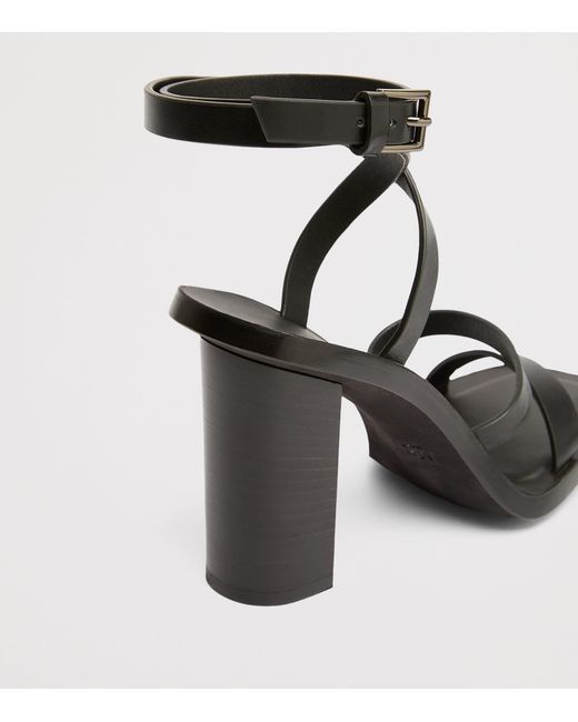 Max Mara Black Leather Heeled Sandals 90
