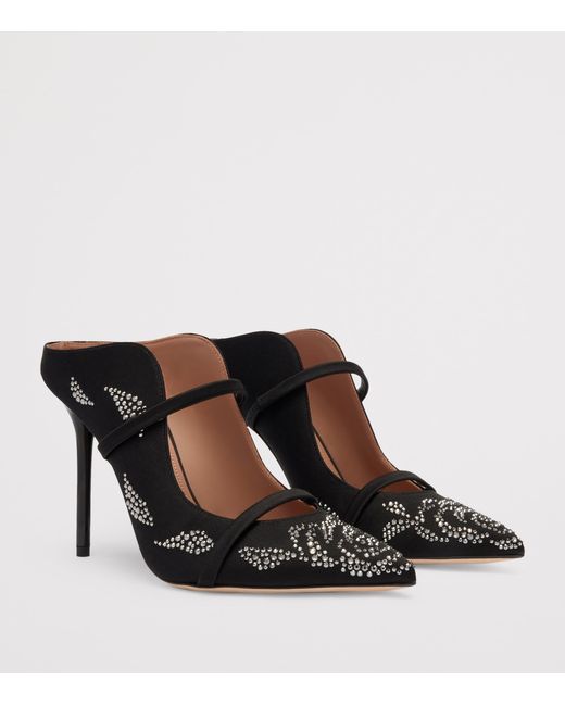 Malone Souliers Black Satin Embellished Maureen Mules 100