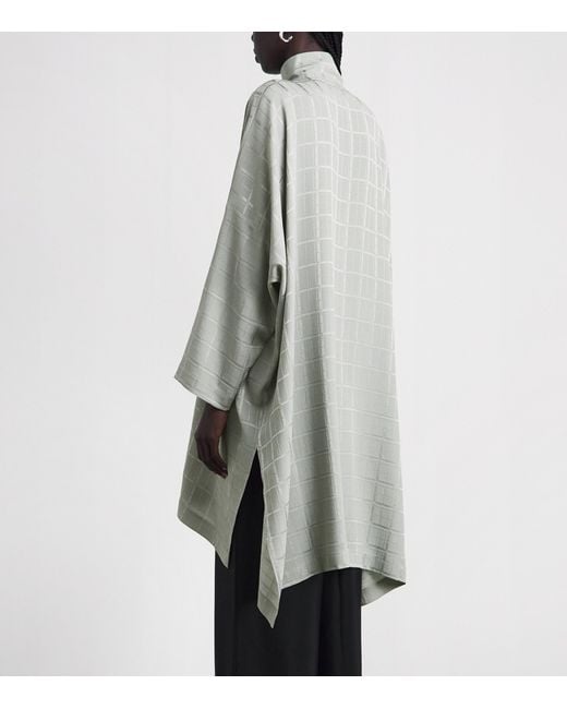 Eskandar Gray Silk Double-Stand Collar Shirt