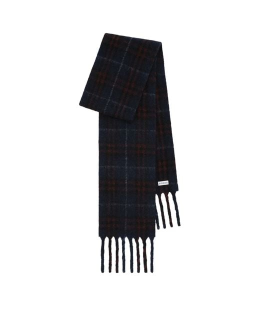 Burberry Black Wool-Blend Narrow Check Scarf