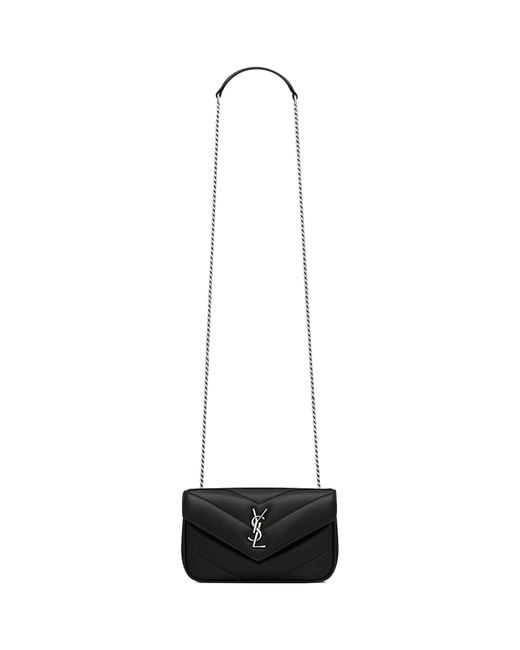 Saint Laurent White Mini Matelassé Loulou Shoulder Bag