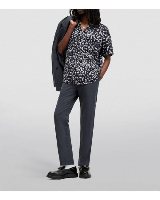 AllSaints Black Leopaz Leopard Print Shirt for men