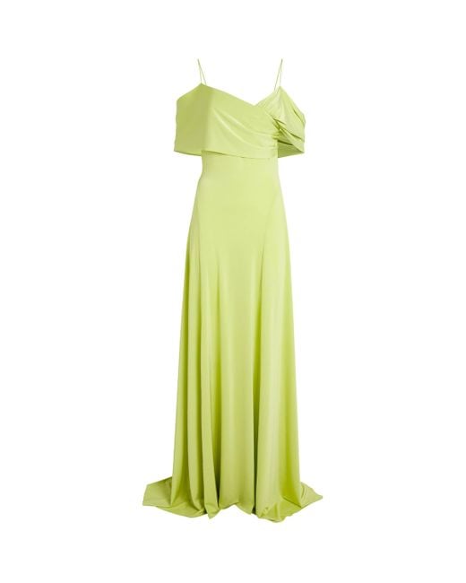Sandra Mansour Green Draped Luminous Linger Gown