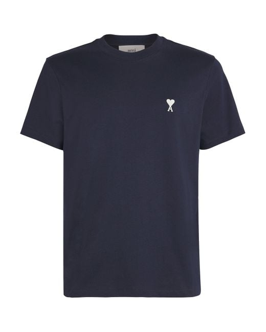 AMI Blue Organic Cotton Ami De Coeur T-Shirt for men