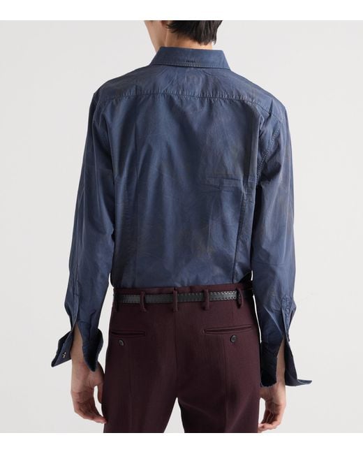 Prada Blue Cotton Vintage-Look Shirt for men