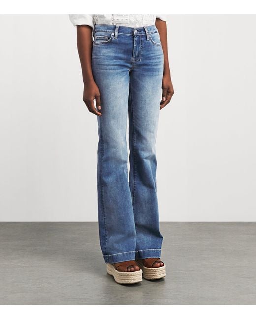 7 For All Mankind Blue Dojo Slim Illusion Flared Jeans