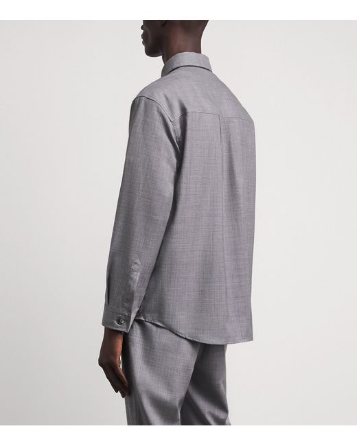 Boss Gray Linen-Blend Overshirt for men
