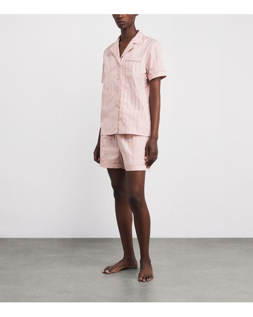 Harrods Pink Cotton Stripe Short Pyjama Set