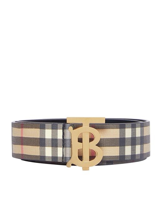 Burberry Cotton Vintage Check Tb Monogram Belt in Natural | Lyst Canada
