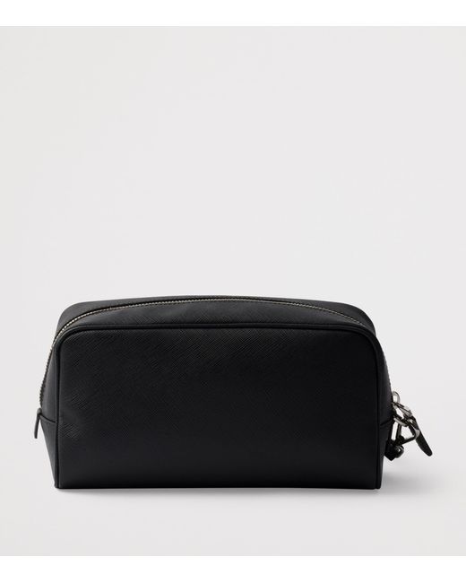 Prada Black Saffiano Leather Triangle Pouch for men