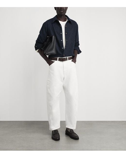God's True Cashmere Blue Cashmere Twill Donegal Shirt for men