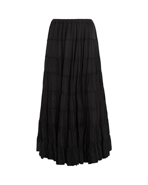AllSaints Black Tiered Eva Midi Skirt