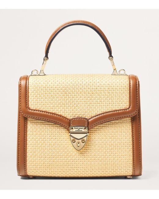 Aspinal Natural Raffia Mayfair Midi Bag