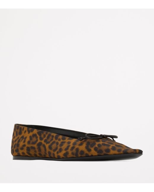 Saint Laurent Black Leopard Poppy Ballet Flats
