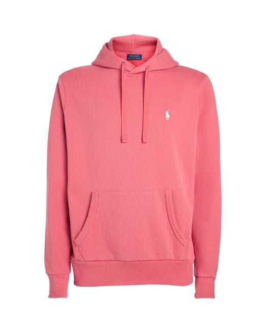 Polo Ralph Lauren Pink Cotton Loopback Fleece Polo Pony Hoodie for men
