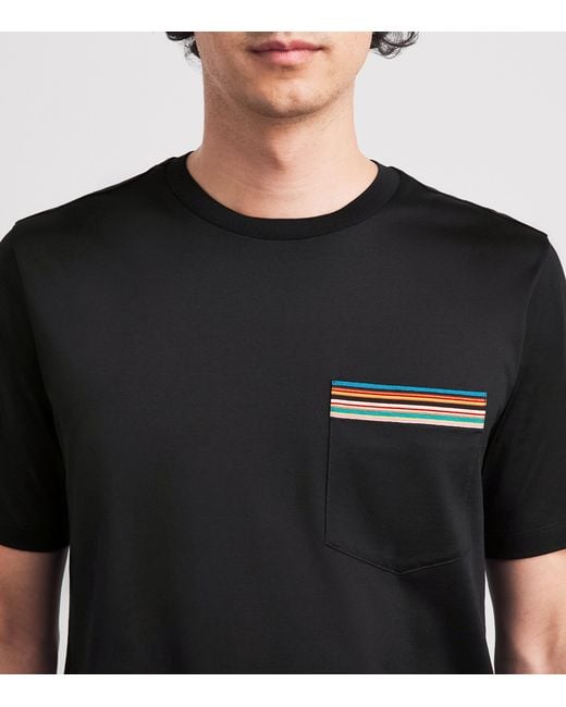 Paul Smith Black Signature Stripe Pocket T-Shirt for men