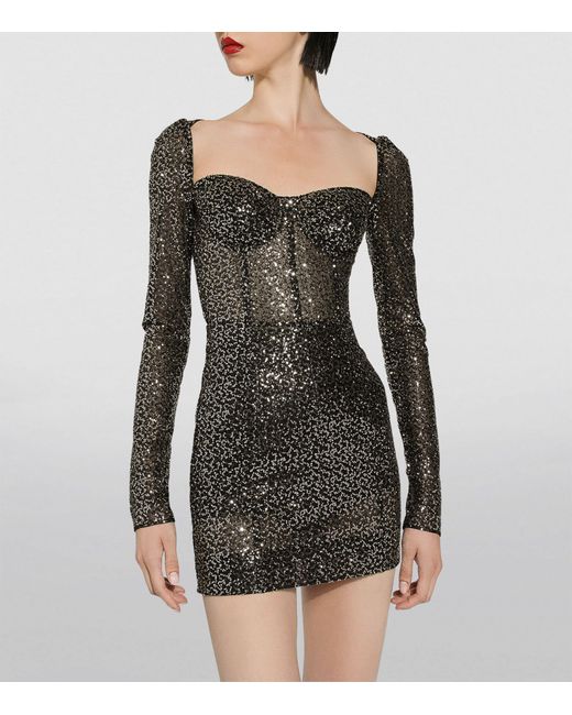 Dolce & Gabbana Black Sequin-embellished Corset Mini Dress
