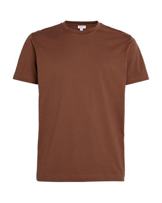 Sunspel Brown Supima Cotton Riviera T-shirt for men