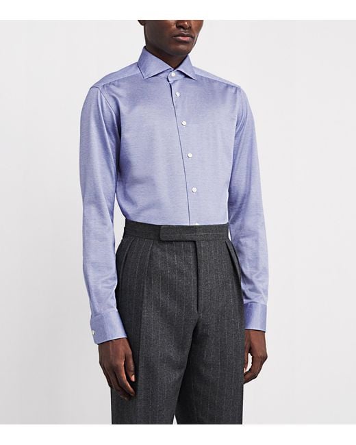 Eton of Sweden Blue Cotton Filo Di Scozia Slim Shirt for men