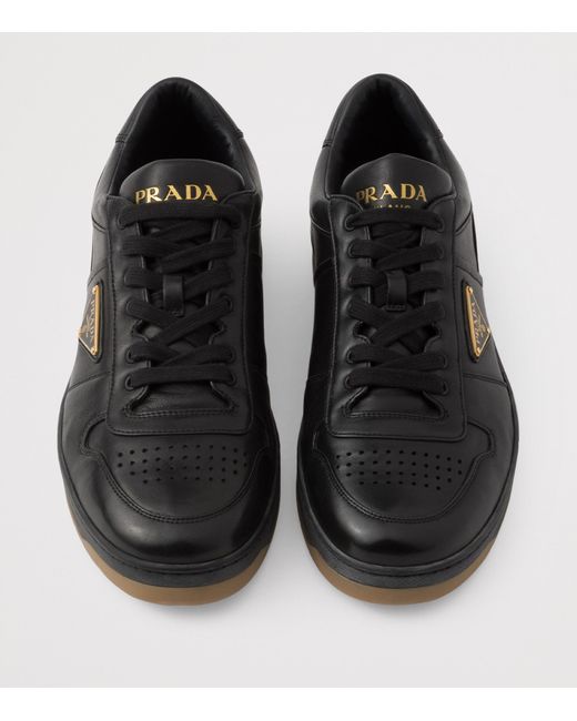 Prada Black Leather Downtown Sneakers for men